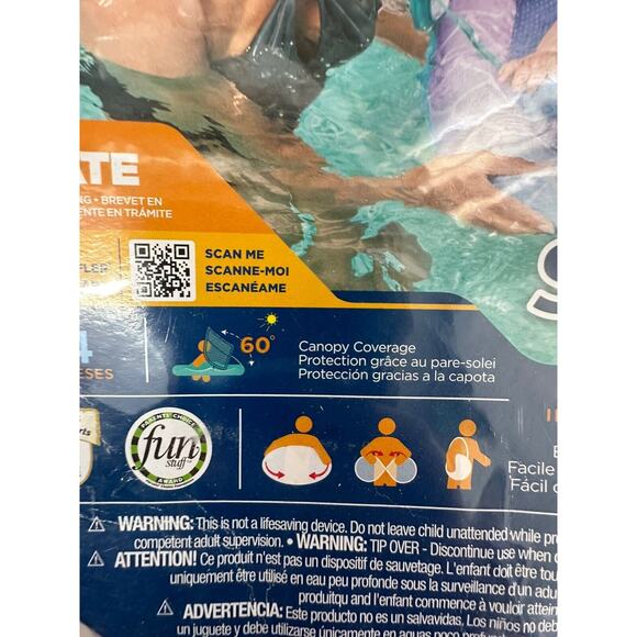 Swimways Sun Canopy Spring Float Swim Step 1 with Hyper Flate‎ Valve Purple Teal - Picture 7 of 7